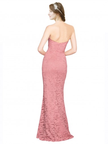 Salmão Renda Sereia Sem Mangas Sem alças Longo Vestidos de Madrinha / Vestidos de Festa