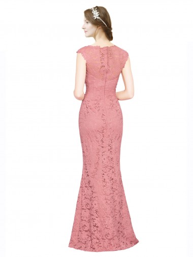 Salmão Renda Sereia Sem alças Longo Vestidos de Madrinha / Vestidos de Festa