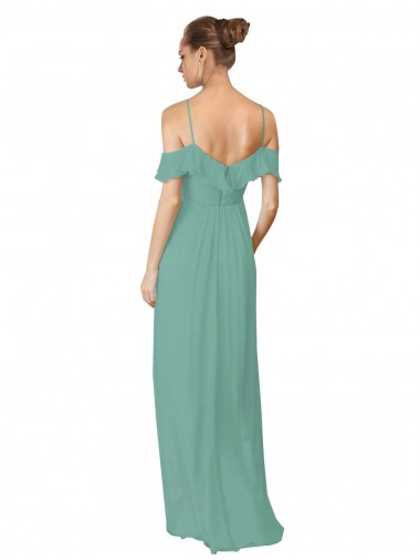 Seaside Linha A Fora do Ombro Chiffon Longo Vestidos de Madrinha