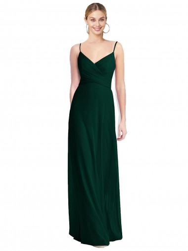 Sempre Verde Linha A Alças finas Chiffon Longo Vestidos de Madrinha