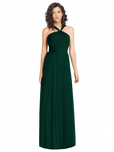 Sempre Verde Linha A Cabeçada Chiffon Longo Vestidos de Madrinha