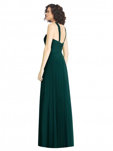 Sempre Verde Linha A Cabeçada Chiffon Longo Vestidos de Madrinha