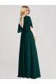 Sempre Verde Linha A Decote redondo Chiffon Longo Vestidos de Madrinha Acessíveis