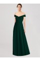 Sempre Verde Linha A Fora do Ombro Chiffon Longo Vestidos de Madrinha