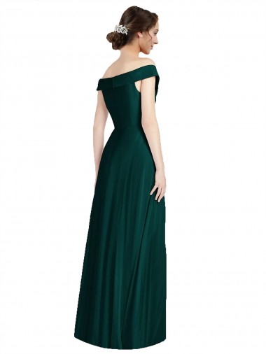 Sempre Verde Linha A Fora do Ombro Chiffon Longo Vestidos de Madrinha