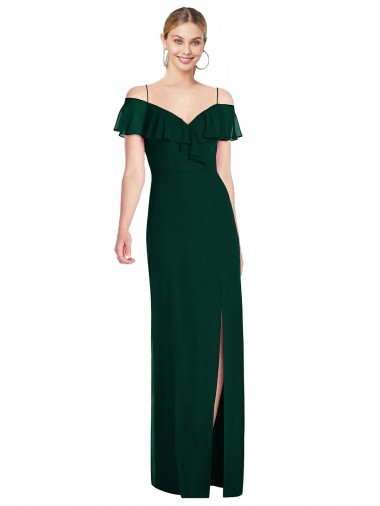 Sempre Verde Trombeta Alças finas Chiffon Longo Vestidos de Madrinha