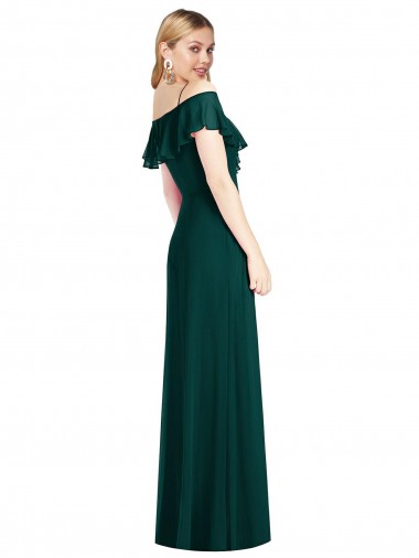 Sempre Verde Trombeta Alças finas Chiffon Longo Vestidos de Madrinha