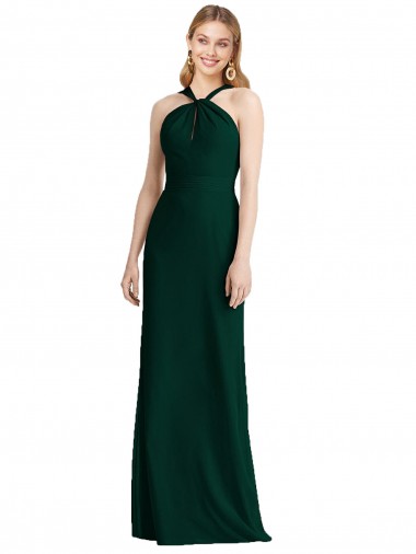 Sempre Verde Trombeta Cabeçada Chiffon Longo Vestidos de Madrinha