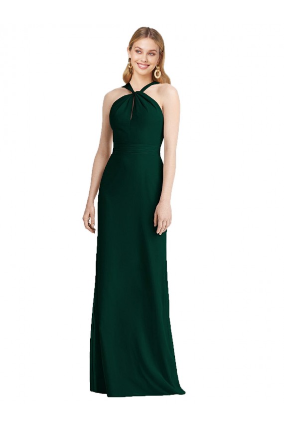 Sempre Verde Trombeta Cabeçada Chiffon Longo Vestidos de Madrinha