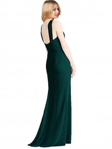 Sempre Verde Trombeta Cabeçada Chiffon Longo Vestidos de Madrinha