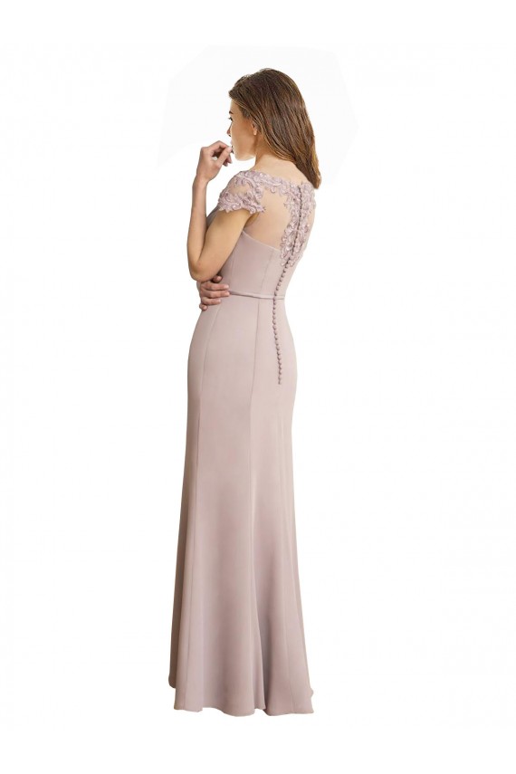Sereia Colher Chiffon & Renda Longo Vestidos de Madrinha Acessíveis