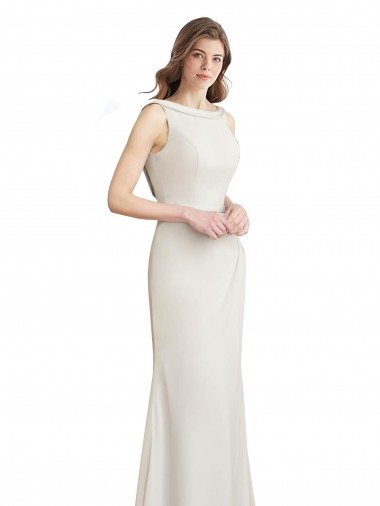 Sereia Decote Barco Chiffon & Cetim Longo Vestidos de Madrinha