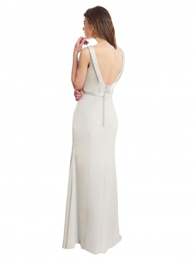 Sereia Decote Barco Chiffon & Cetim Longo Vestidos de Madrinha