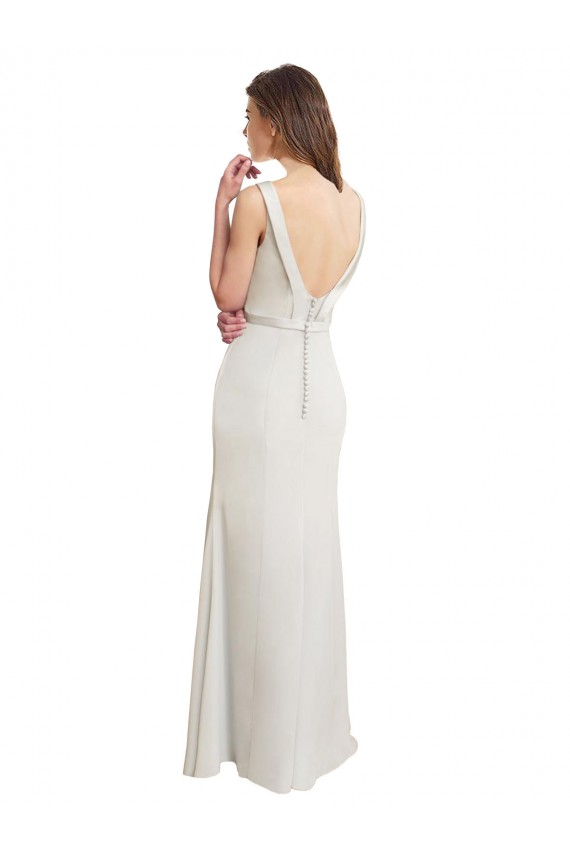 Sereia Decote Barco Chiffon & Cetim Longo Vestidos de Madrinha