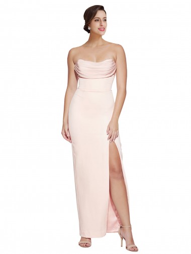 Sereia Decote Capuz Cetim Elástico Longo Formais Vestidos de Madrinha / Vestidos de Festa