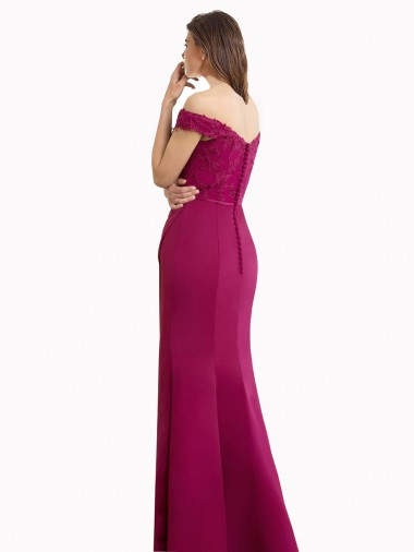 Sereia Fora do Ombro Chiffon & Renda Longo Vestidos de Madrinha