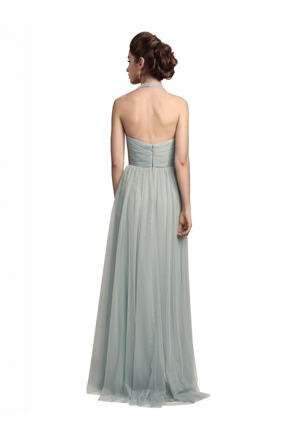 Tule Linha A Cabeçada Longo Vestidos de Madrinha Acessíveis