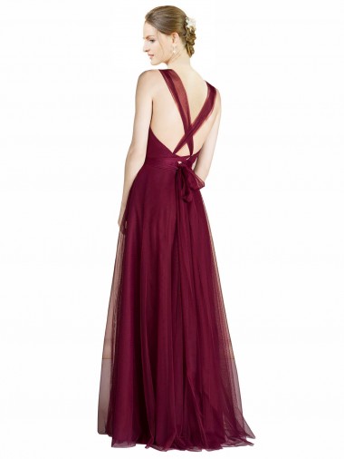 Tule Linha A Criss Cruz Amor Longo Vestidos de Madrinha