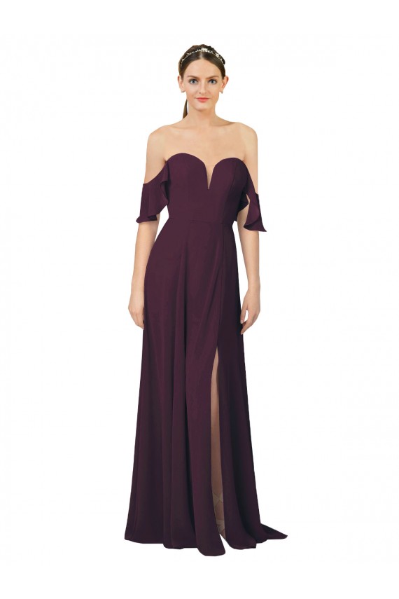 Uva Chiffon Bainha Amor Longo Vestidos de Madrinha Acessíveis