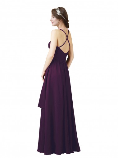 Uva Chiffon Bainha Sem Mangas Amor Longo Vestidos de Madrinha