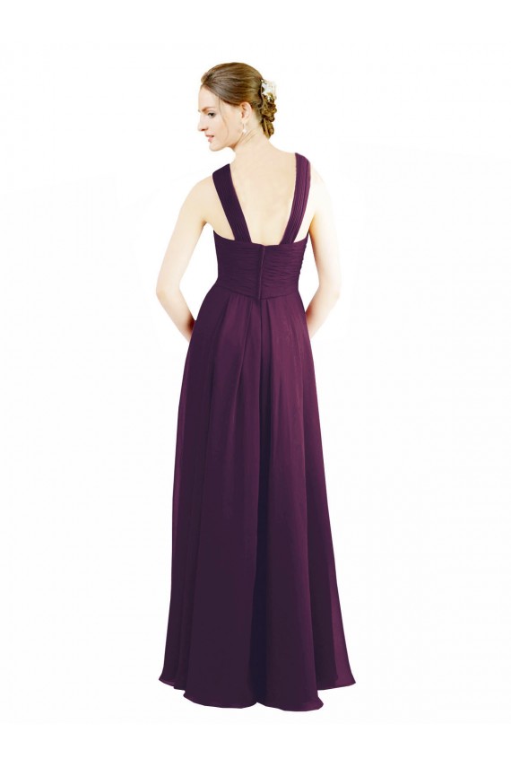 Uva Chiffon Linha A Cabeçada Longo Vestidos de Madrinha Acessíveis
