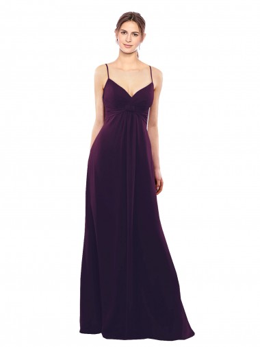 Uva Chiffon Linha A Criss Cruz Amor Longo Vestidos de Madrinha