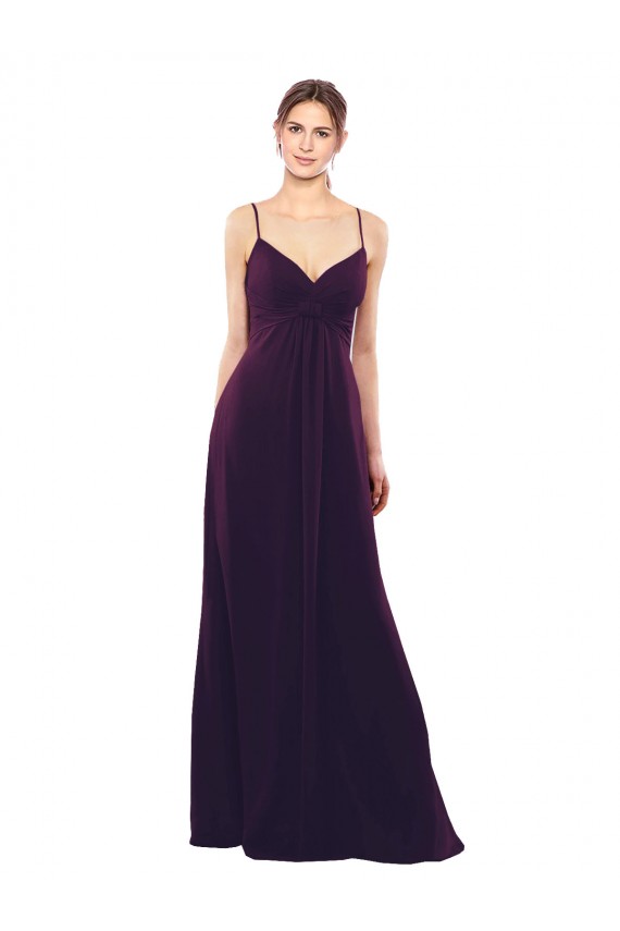 Uva Chiffon Linha A Criss Cruz Amor Longo Vestidos de Madrinha Acessíveis