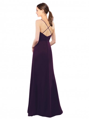 Uva Chiffon Linha A Criss Cruz Amor Longo Vestidos de Madrinha