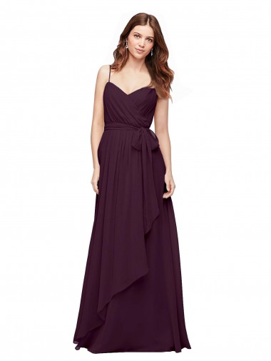 Uva Chiffon Linha A Decote V Longo Vestidos de Madrinha