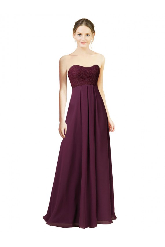 Uva Chiffon Linha A Sem Mangas Amor Longo Vestidos de Madrinha Acessíveis