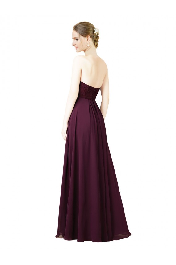 Uva Chiffon Linha A Sem Mangas Amor Longo Vestidos de Madrinha Acessíveis