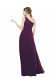 Uva Chiffon Linha A Sem Mangas Um Ombro Longo Vestidos de Madrinha / Vestidos de Baile Acessíveis
