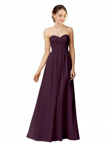 Uva Chiffon Linha A Sem alças Longo Vestidos de Madrinha