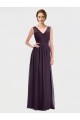 Uva Chiffon & Renda Linha A Costas em V Decote V Longo Vestidos de Madrinha Acessíveis