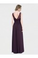 Uva Chiffon & Renda Linha A Costas em V Decote V Longo Vestidos de Madrinha Acessíveis