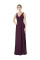 Uva Chiffon & Renda Linha A Decote V Longo Vestidos de Madrinha Acessíveis