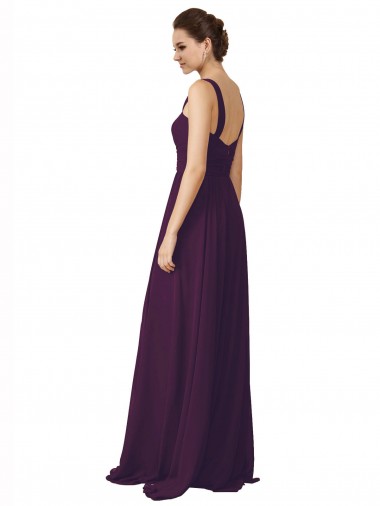 Uva Linha A Alças finas Comboio Varredela Chiffon Longo Vestidos de Madrinha