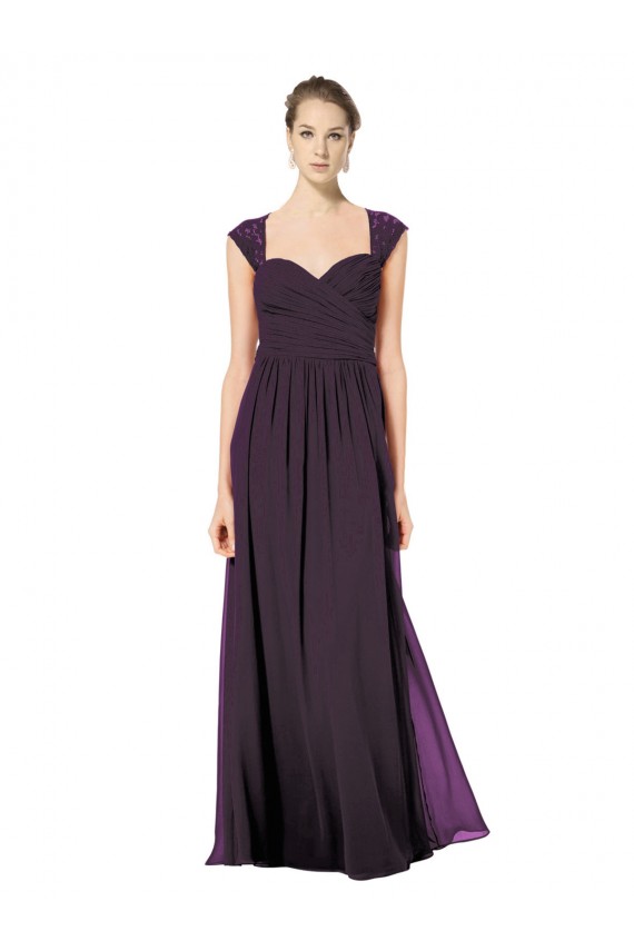 Uva Linha A Amor Chiffon & Renda Longo Vestidos de Madrinha Acessíveis