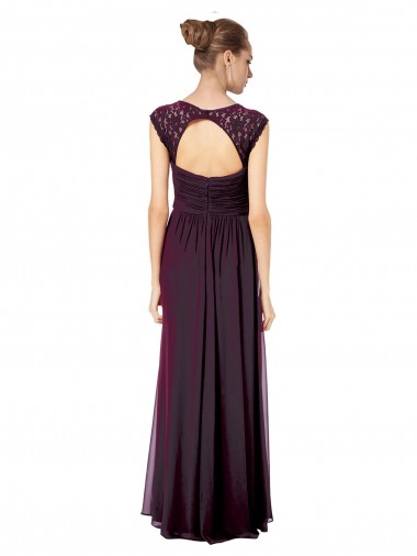 Uva Linha A Amor Chiffon & Renda Longo Vestidos de Madrinha