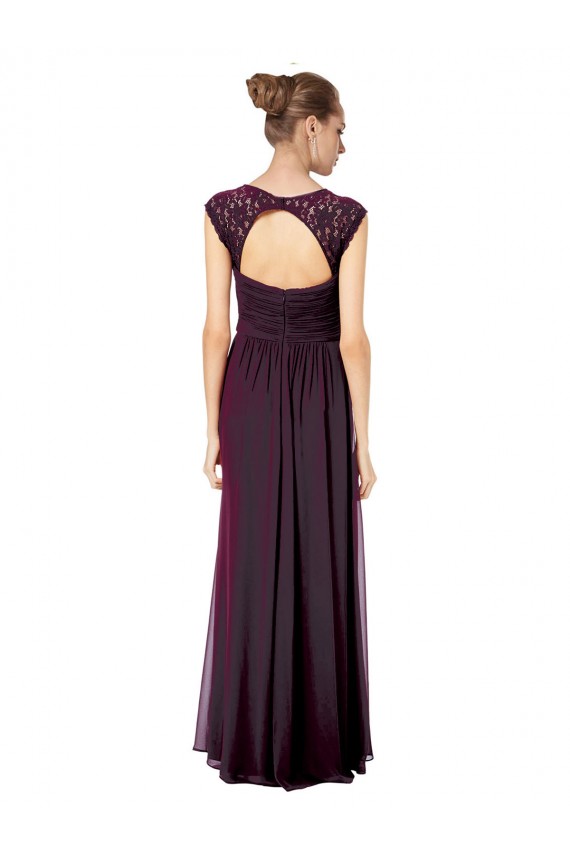 Uva Linha A Amor Chiffon & Renda Longo Vestidos de Madrinha Acessíveis
