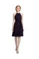 Uva Linha A Cabeçada Chiffon Curto Vestidos de Madrinha / Vestidos de Homecoming Acessíveis