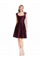 Uva Linha A Decote Quadrado Cetim & Renda Curto Vestidos de Madrinha / Vestidos de Homecoming Acessíveis