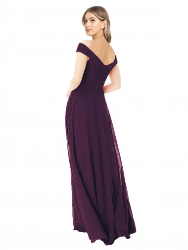 Uva Linha A Fora do Ombro Chiffon Longo Vestidos de Madrinha