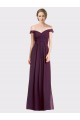 Uva Linha A Fora do Ombro Chiffon & Renda Longo Vestidos de Madrinha Acessíveis
