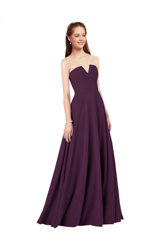 Uva Linha A Sem alças Chiffon Longo Vestidos de Madrinha Acessíveis