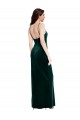 Verde Escuro Bainha Alças finas Veludo Elástico Longo Vestidos de Madrinha / Vestidos de Festa