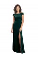 Verde Escuro Linha A Decote Quadrado Veludo Elástico Longo Formais Vestidos de Madrinha / Vestidos de Festa