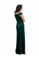 Verde Escuro Linha A Decote Quadrado Veludo Elástico Longo Formais Vestidos de Madrinha / Vestidos de Festa