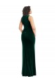 Verde Escuro Trombeta Decote Quadrado Veludo Elástico Longo Vestidos de Madrinha / Vestidos de Festa