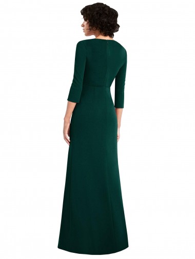 Verde Escuro Trombeta Decote V Spandex Longo Formais Vestidos de Madrinha / Vestidos de Festa